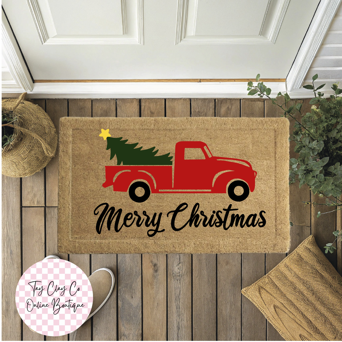 MERRY CHRISTMAS TRUCK DOORMAT