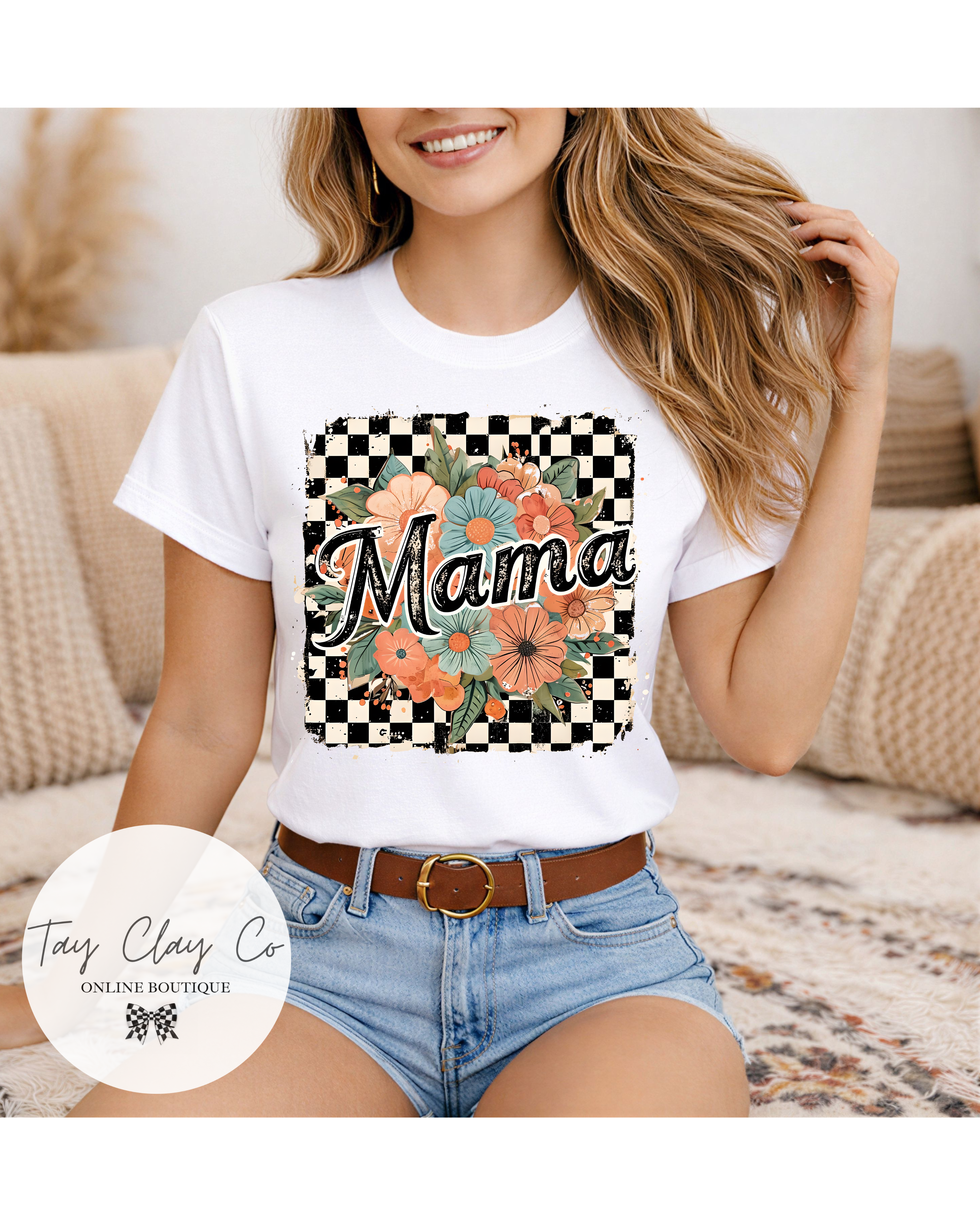 MAMA FLORAL CHECKERED
