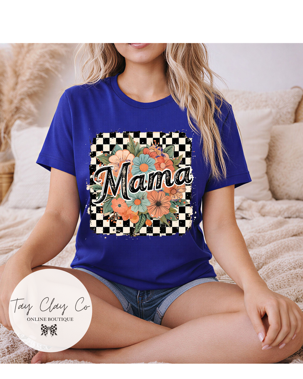 MAMA FLORAL CHECKERED