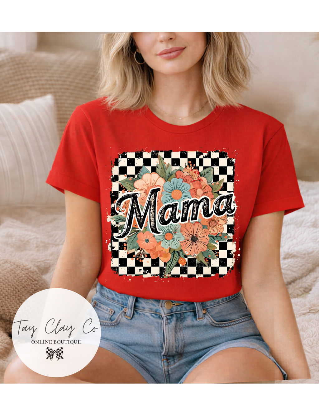 MAMA FLORAL CHECKERED