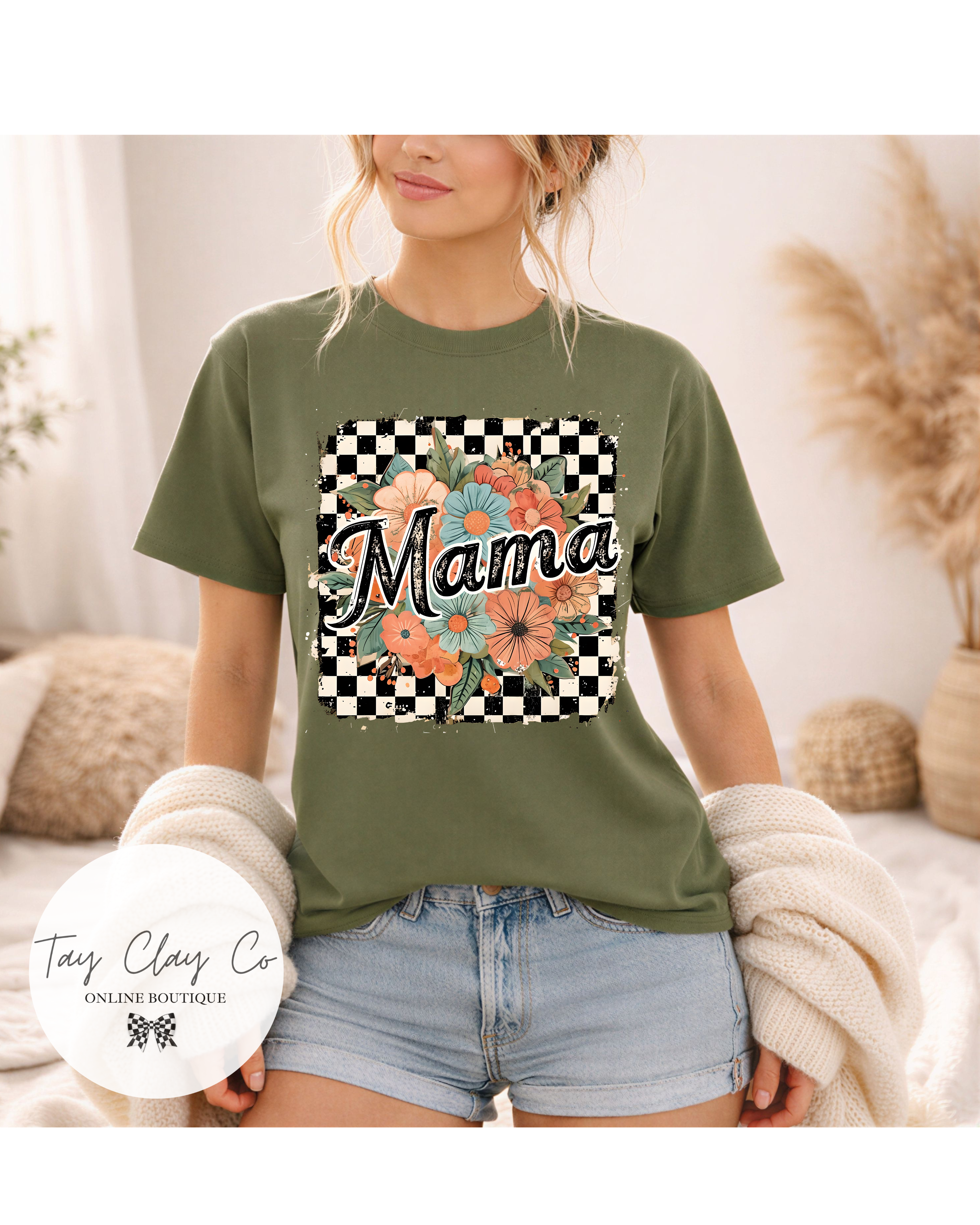 MAMA FLORAL CHECKERED