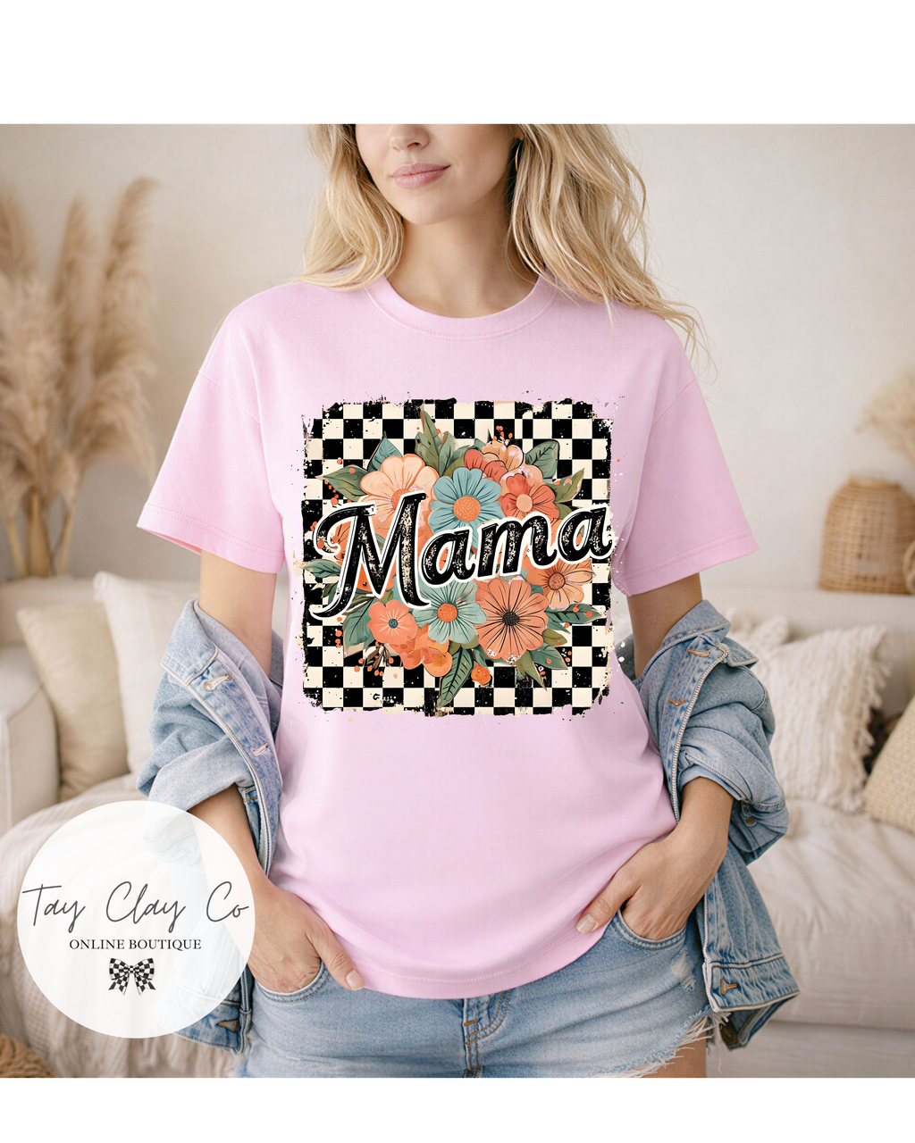 MAMA FLORAL CHECKERED