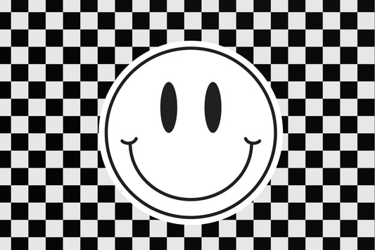 CHECKERED SMILE FACE 4X6 LABEL