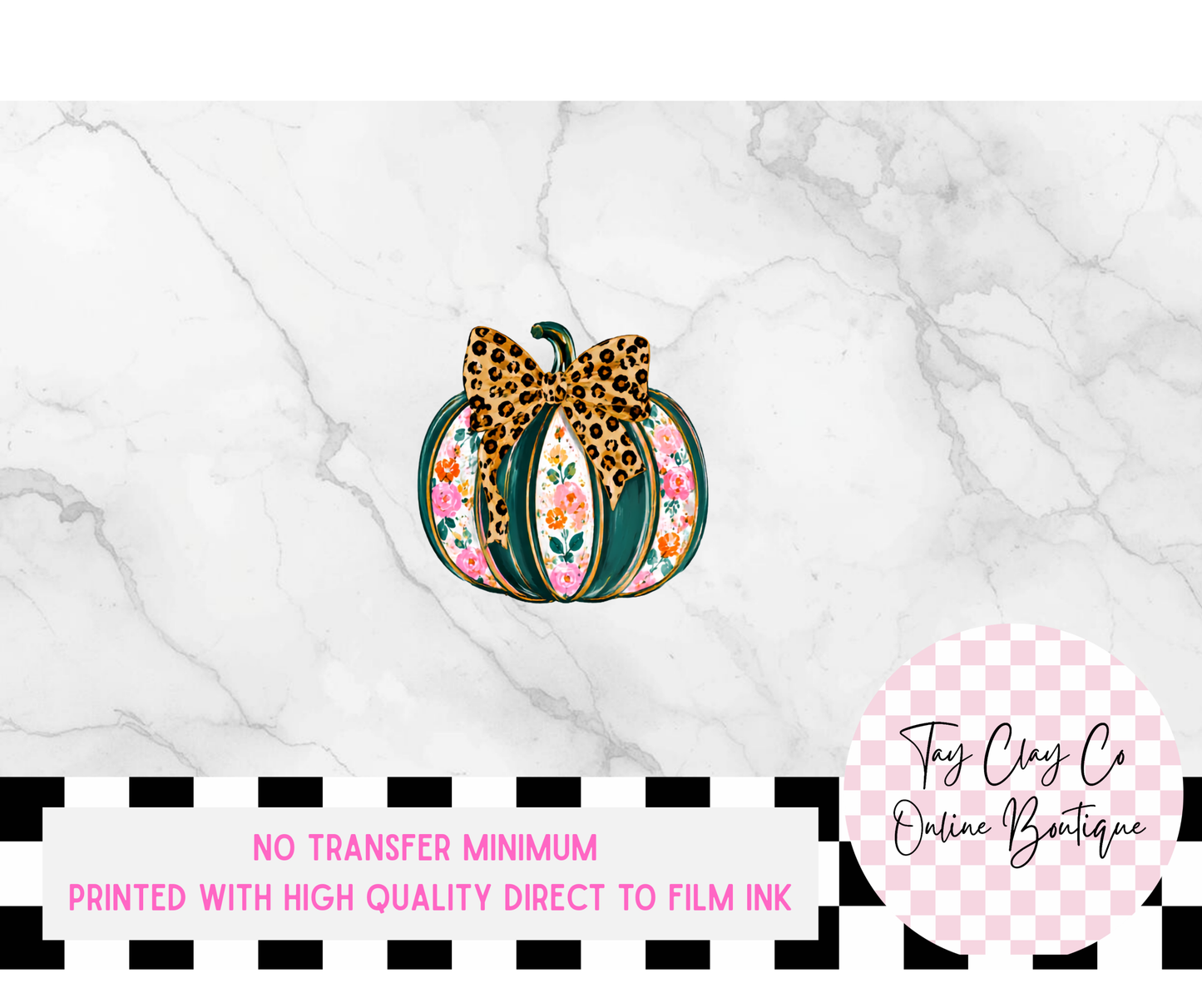 PUMPKIN BOW LEOPARD DTF