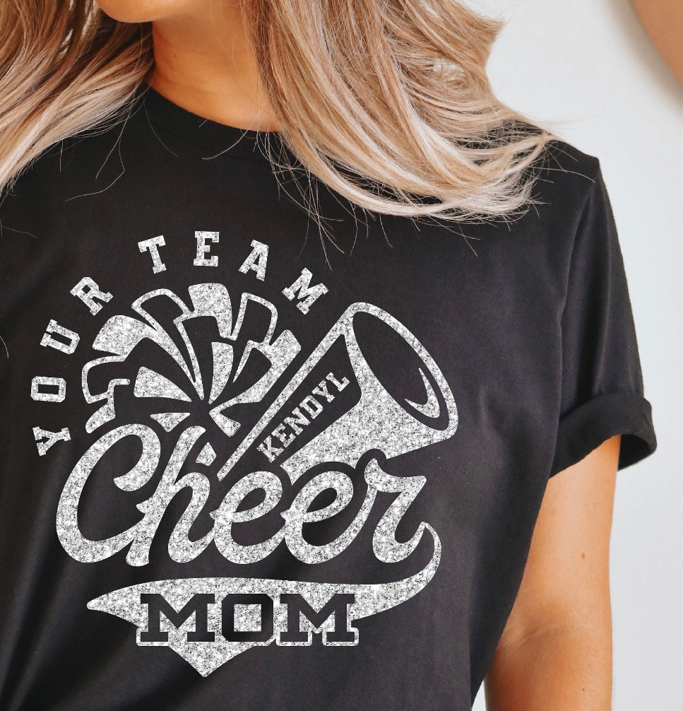 CHEER MOM FAUX GLITTER