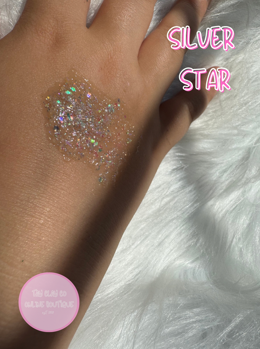 Silver Star Glitter Hair Gel