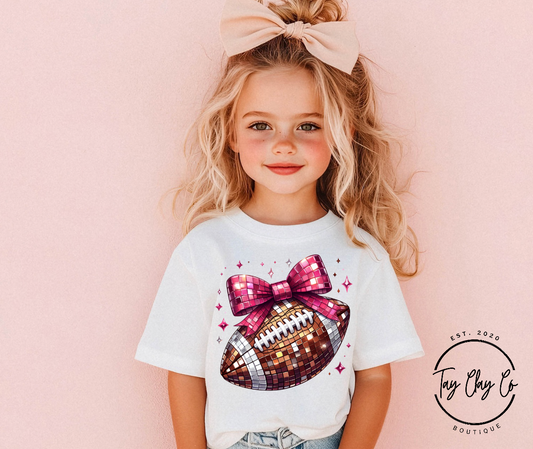 FOOTBALL PINK BOW SHIMMER