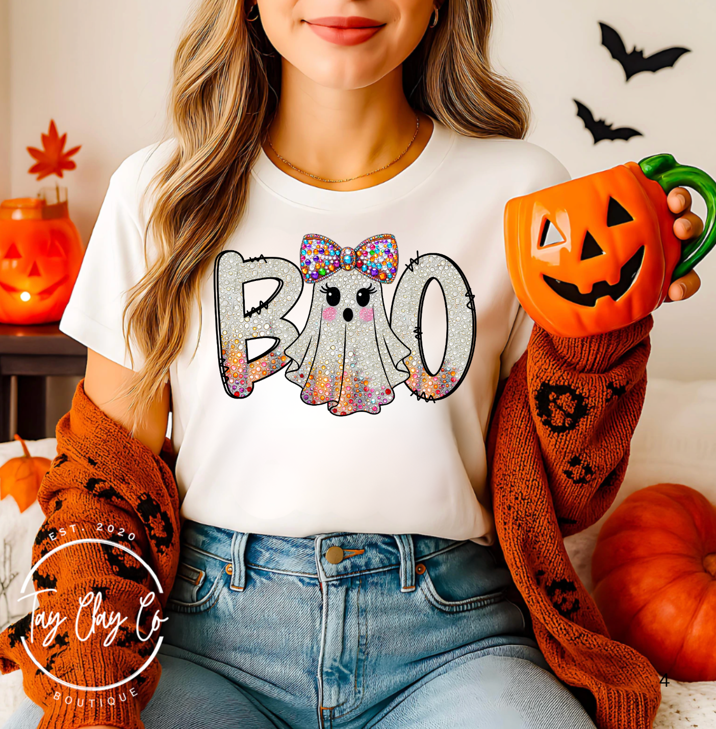 FAUX GLITTER BOO GHOST