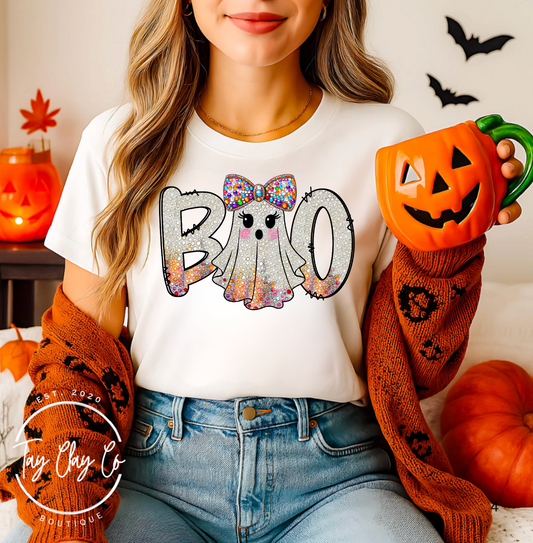 FAUX GLITTER BOO GHOST