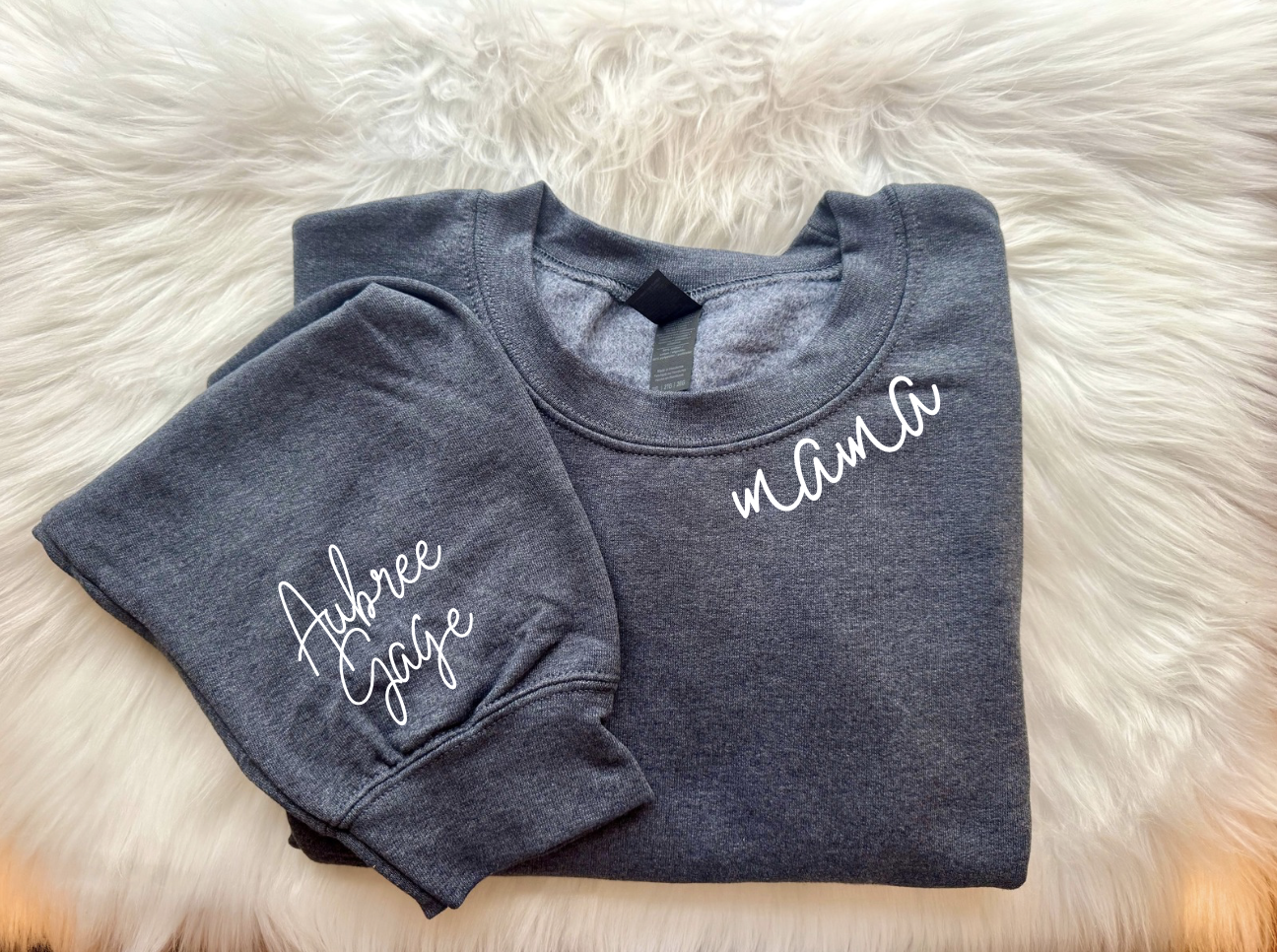 CUSTOM HANDWRITTEN HEATHERED GRAY CREWNECK