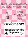 ORDER FOR 4X6 LABEL DIGITAL