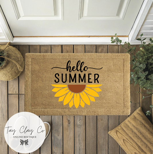 HELLO SUMMER SUNFLOWER DOORMAT