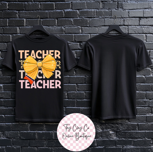 TEACHER STACKED PENCIL BOW
