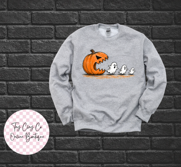 PUMPKIN EATING GHOST SWEATSHIRT