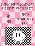 CHECKERED SMILE FACE 4X6 LABEL DIGITAL