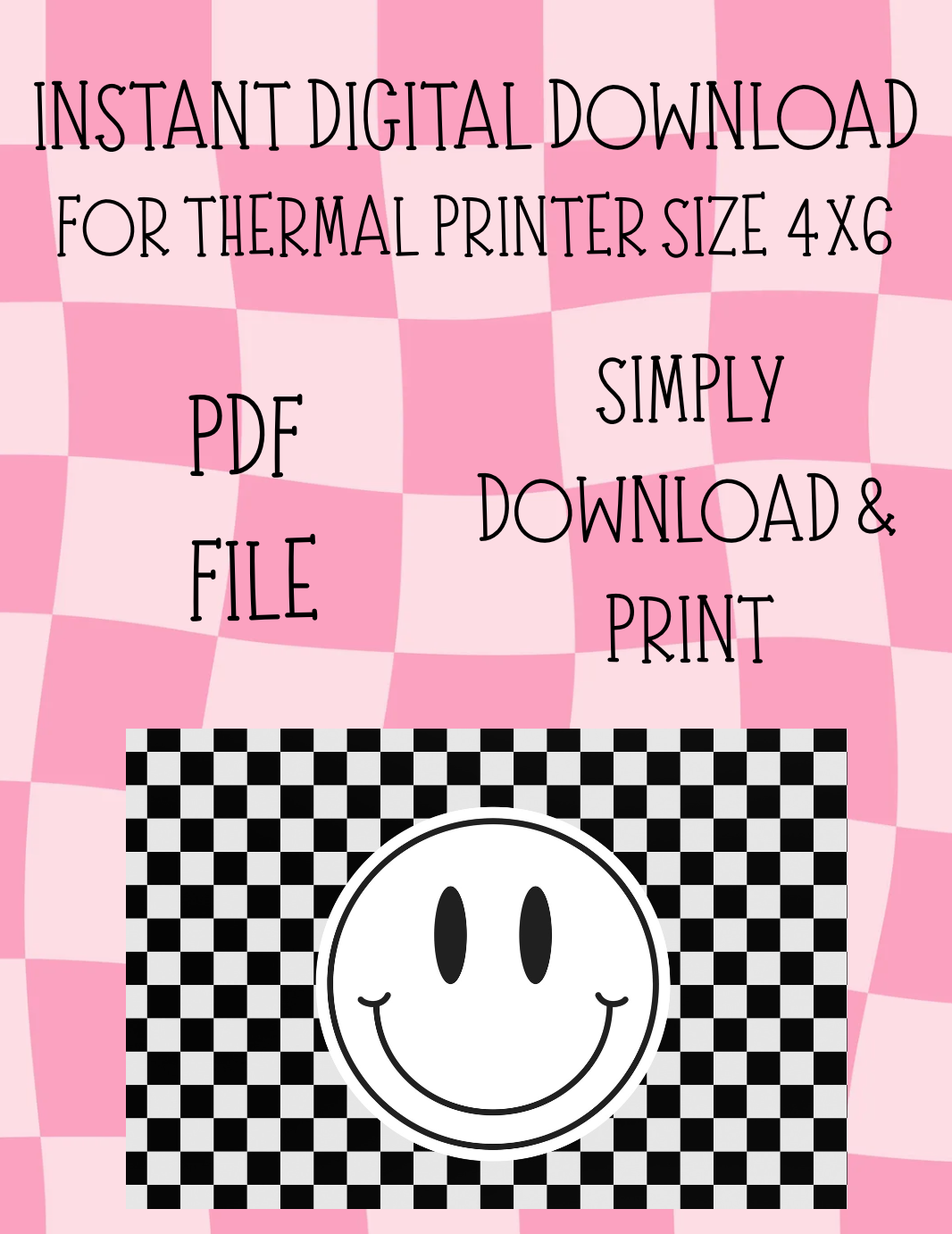CHECKERED SMILE FACE 4X6 LABEL DIGITAL