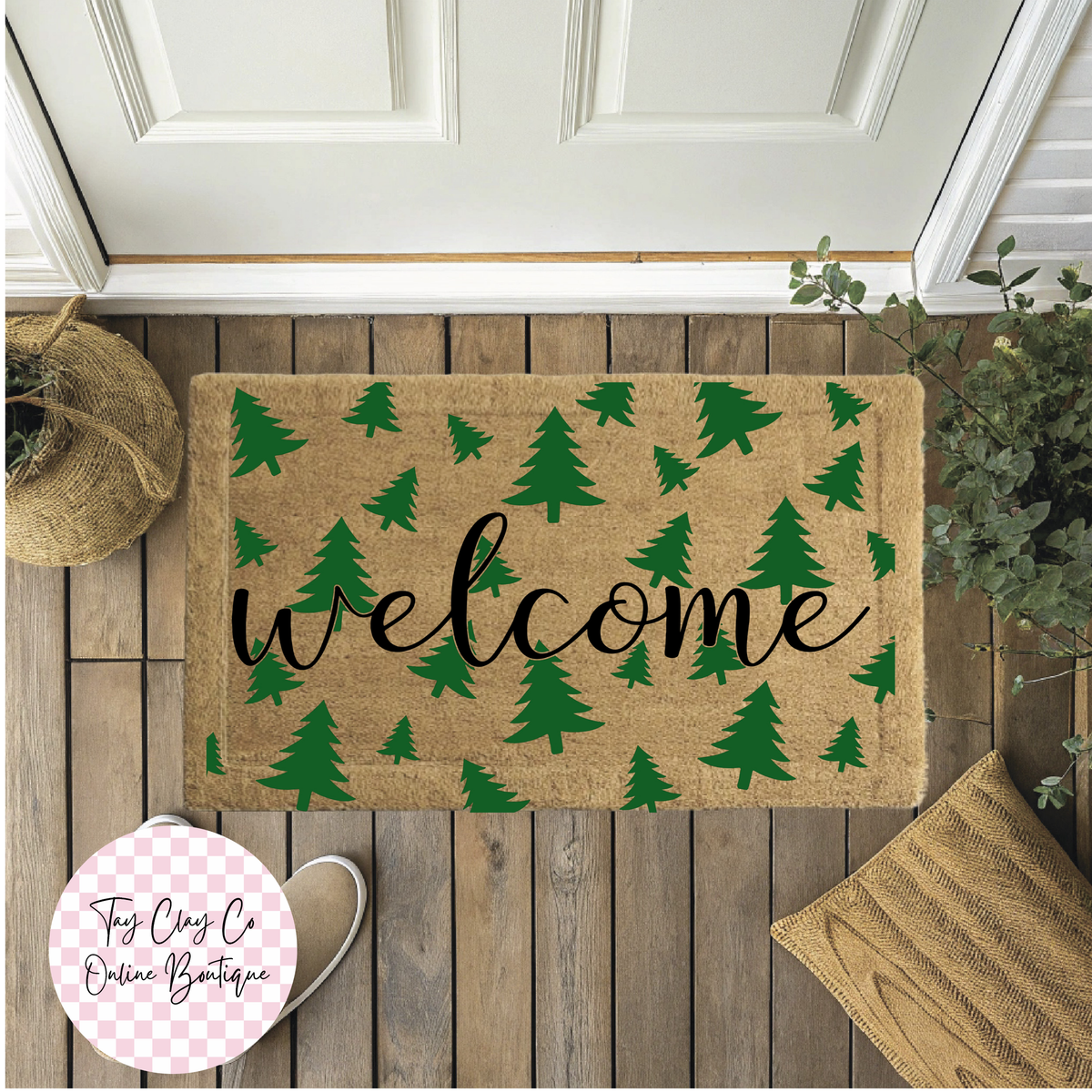 WELCOME XMAS TREES DOORMAT