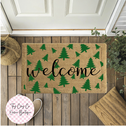 WELCOME XMAS TREES DOORMAT