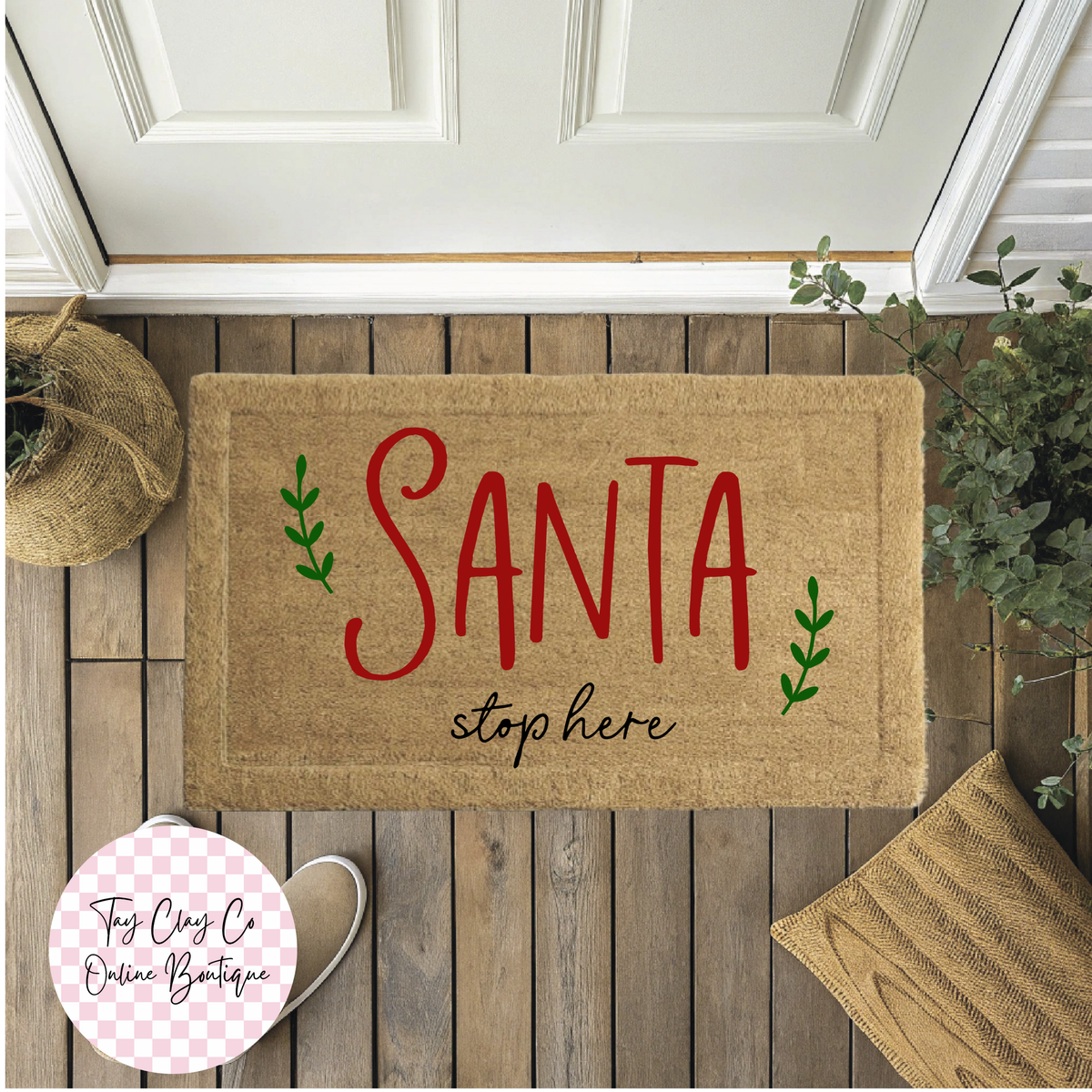SANTA STOP HERE DOORMAT